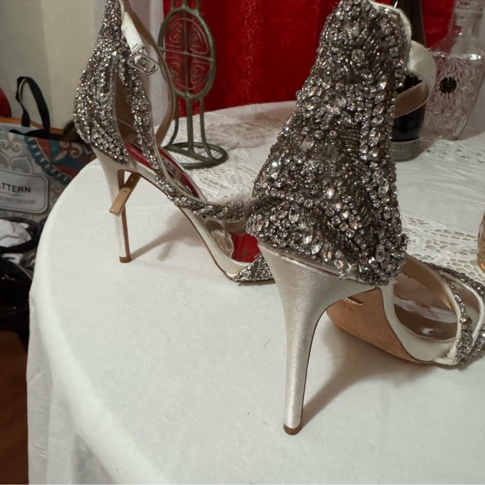 Badgley Mischka Silver Embellished Heels